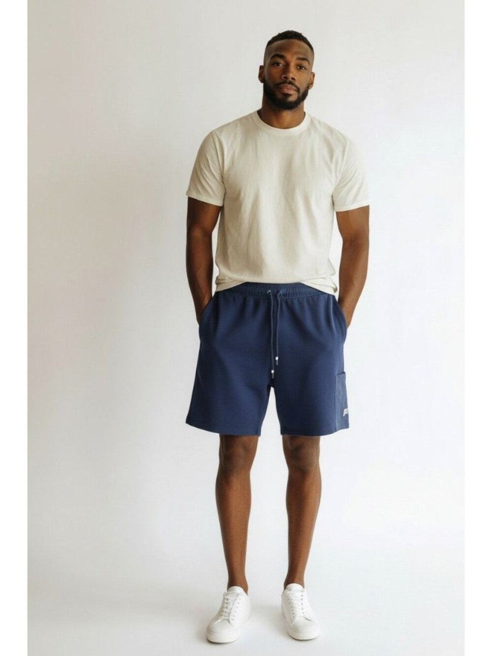 Prince Pickleball Mens Elastic Waist Navy Shorts With Side Pocket Blue Large